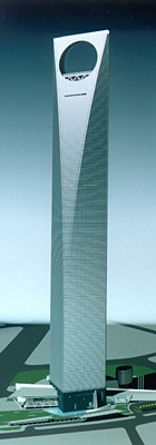 Modell des Gebäudes mit runder Windöffnung